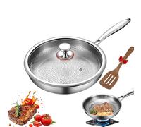 Titanium Hammered Pan Pro with Lid, 2025 | Thickened | Ultra-Durable| Scratch-Resistant | Non Stick,Premium Uncoated Titanium Frying Pan for Kitchen Cooking (L-30CM, Without lid)