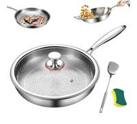 Titanium Hammered Pan Pro with Lid,Durable Scratch-Resistant,Multifunctional Non-Stick Frying Pans for Cooking,Even Heating (11.81in/30cm)