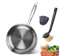 Titanium Hammered Pan Pro with Lid, No-Coating Non Stick Titanium Frying Pan for Cooking, Safe for Oven, Induction & All Cooktops up to 1000°F, Dishwasher Safe (Without Lid, L(11.02in/28cm))