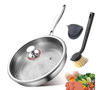 Titanium Hammered Pan Pro with Lid, No-Coating Non Stick Titanium Frying Pan for Cooking, Safe for Oven, Induction & All Cooktops up to 1000°F, Dishwasher Safe (Without Lid, L(11.02in/28cm))