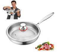 Titanium Hammered Pan Pro with Lid, Titanium Frying Pan Scratch-Resistant, Rapid Heat Conduction, Compatible with All Hobs (26 CM)