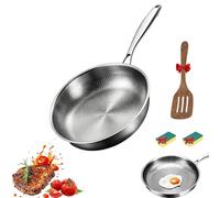 Titanium Hammered Pan Pro with Lid, Titanium Frying Pan,Stainless Steel Hammered Pans Pro with Lid,Thickened,Ultra-Durable,Scratch-Resistant and Non Stick for Kitchen Cooking (Without lid, S-26cm)