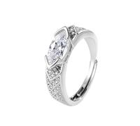 Titanium Ion Moissanite Diamond Ring, Fashionable Women's Adjustable Horus Eye Gemstone Healing Ring, Energy Balance Self-Healing Trend Charm Jewelry Gift (White Diamond)