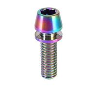 Titanium M5,M5 Titanium Bolts,6pcs Titanium M5x16 ycle Stem Screws Road Bike Titanium Tapered Head Screw with Washer replacement for Mountain Bike(M5x16 Colorful)