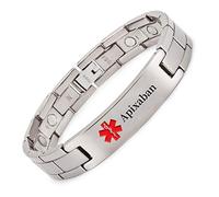 Titanium Medical Alert Bracelet for Men ID Bangle Personalised 22CM/13MM (Apixaban)