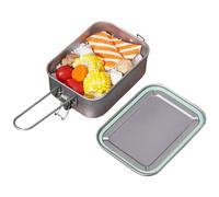 Titanium Metal Food Box for Men and Women | Leakproof Sealed Food Box with Airtight Lid, Handle for Warming by the Fire, Great for Camping, Backpacking and AC