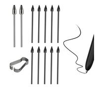 Titanium Metal Nibs/Tips Replacement for Samsung Galaxy Tab S9/S9FE+/S9 Ultra/S8/S8+/S8 Ultra/S7/S7 FE/S6/S6 Lite/S22/S23/S24 Ultra S Pen, Plastic+Titanium Nibs/Tips+Clip (2+10 pcs Set)