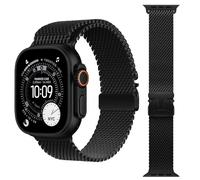 Titanium Milanese Loop Band Compatible with Apple Watch Bands Ultra 3/2/1 49mm 46mm 45mm 44mm for Men Women, Parachute-style Buckle Metal Mesh Bracelet Strap for iWatch Series 11 10 SE 9 8 7 6 5 4