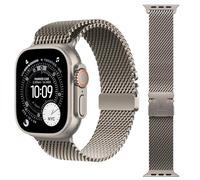 Titanium Milanese Loop Band Compatible with Apple Watch Bands Ultra 3/2/1 49mm 46mm 45mm 44mm for Men Women, Parachute-style Buckle Metal Mesh Bracelet Strap for iWatch Series 11 10 SE 9 8 7 6 5 4