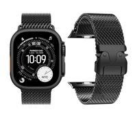 Titanium Milanese Loop Band Compatible with Apple Watch Bands Ultra 3/2/1 49mm 46mm 45mm 44mm for Women Men, Parachute-style Buckle Titanium Metal Mesh Strap Bracelet for iWatch Series 11 10 SE 9 8 7