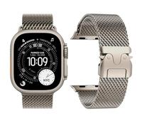 Titanium Milanese Loop Band Compatible with Apple Watch Bands Ultra 3/2/1 49mm 46mm 45mm 44mm for Women Men, Parachute-style Buckle Titanium Metal Mesh Strap Bracelet for iWatch Series 11 10 SE 9 8 7