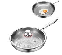 Titanium Non-Stick Frying Pan with Lid, Multifunctional Scratch-Resistant Pans, Fast and Even Heating, for Kitchen Cooking L-with lid