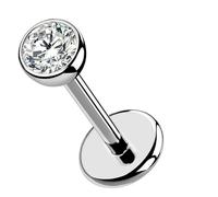 Titanium Nose Ring 0.8mm, 1pcs Threadless Nose Piercing Jewellery for Women Studs Round with Cubic Zirconia, Silver