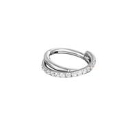 Titanium Nose Ring Hoop, 1pcs 16GHoop Nose Piercing Jewellery for Women Twisted Double Hoop with Cubic Zirconia, Silver
