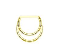 Titanium Nose Ring Hoop, 1pcs 16GSeptum Hoop Tragus Cartilage Nose Piercing Jewellery Double Hoops D Shape, Style1-Gold