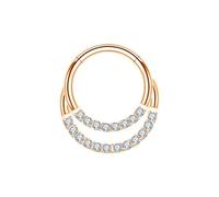 Titanium Nose Ring Hoop, 1pcs 16GSeptum Hoop Tragus Helix Piercing Jewellery Polished Double Hoops with Cubic Zirconia, Style2-Rose Gold