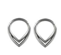 Titanium Nose Ring Hoop, 2pcs 16GHoop Tragus Cartilage Nose Piercing Jewellery Rings Hollow Teardrop, Style 10-Silver