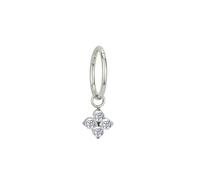 Titanium Nose Rings Hoops, 1pcs 16GHoop Tragus Helix Piercing Jewellery Half Eternity Hoop with Cubic Zirconia Flower Pendant, Style 10-Silver
