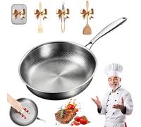 Titanium Pan, Titanium Frying Pan with Lid 22/24/26/28/30/32cm, Non Stick Frying Pans, Durable Scratch-Resistant Titaniums Hammered Pans Pro Standard for All Cooktops (Without lid,24cm/9.45in)