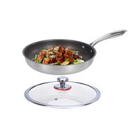 Titanium Pan with Lid - Non-Stick Kitchen Utensils, Heat Resistant Steak Pan | For Beginners Household Cooks Families Preparation Meals Eggs Pancakes Meats Campegg