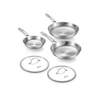 Titanium Pans set, 8+10+12Inch Pure Titanium Hammered Upgarde Pro with Two Lids, Non-Toxic Skillet for Cooking, PFAS/PFOA/PTFE Free Cookware, Dishwasher&Oven Safe, Kitchen Induction Compatible
