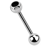 Titanium Piercing Barbell 1.2 mm with Stone Ball and Ball Clasp, Kugel: 4 mm / Stab: 10 mm, Titanium, No Gemstone