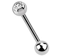 Titanium Piercing Barbell 1.2 mm with Stone Ball and Ball Clasp, Kugel: 4 mm / Stab: 10 mm, Titanium, No Gemstone