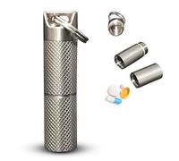 Titanium Pill Box, for Emergency Pills and Vitamin Storage, Waterproof and Durable, can be Worn as a Keychain or Necklace, Essential for Travel and Hiking, Featuring a Knurled Pattern (Large)