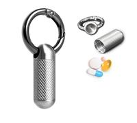 Titanium Pill Box, for Emergency Pills and Vitamin Storage, Waterproof and Durable, can be Worn as a Keychain or Necklace, Essential for Travel and Hiking, Featuring a Knurled Pattern (Medium)