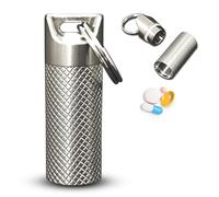 Titanium Pill Box, for Emergency Pills and Vitamin Storage, Waterproof and Durable, can be Worn as a Keychain or Necklace, Essential for Travel and Hiking, Featuring a Knurled Pattern (Small)