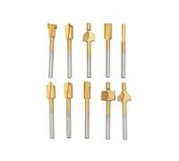 (Titanium-plate) 10Pcs HSS Woodworking Trimming Knife Titanium-Plated Sharpening Knife Micro Milling Cutter Wood Carving Cutter