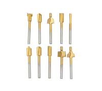 (Titanium-plate) 10Pcs HSS Woodworking Trimming Knife Titanium-Plated Sharpening Micro Milling Cutter Wood Carving