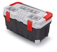 Titanium Plus Tool Box with Comfortable Handle Compartments Plastic 554 x 286 x 276 mm (L x W x H) Black/Grey