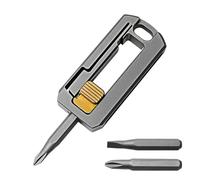 Titanium Pocket Screwdriver, Magnetic Small Screwdriver Multi Screwdriver with 2 Bits for Daily Home Outdoor Use