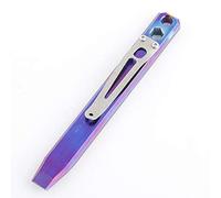 Titanium Pry Bar EDC Multi Function Wrench Pocket Tool with Clip Lanyard Hole (Blue)