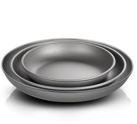 Titanium Round Plate Dinner Dish Serving Tray for Backpacking Hiking 3 Pack | Pure titanium, lightweight and sturdy for outdoor use,Stackable design, Saving packing space,3-Piece Set