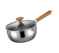 Titanium Saucepan Milk Pot | Pure Titanium 16/18cm Hammered Non Coated Silver | Yukihira Style Noodle Food Cooking Pan | Lightweight Healthy Cooking for Home Kitchen Parents