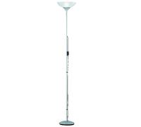 Titanium Silver Grey Modern Uplighter Floor Lamp Light | White Opal Polycarbonate Shade | 1 x ES E27 Lamp Bulb Required (Not Included) | UK 3 Pin Plug | Matt Grey