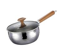 Titanium Skillet - 18cm Hammered Cookware Pot | Pure Titanium Scratch Resistant Frying Pan with Lid, Nonstick Small Induction Saucepan for Home Kitchen Cooking Milk Soup Boiling Camping Outdoor