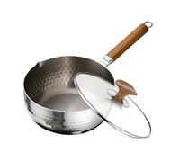 Titanium Skillet - 18cm Hammered Cookware Pot | Pure Titanium Scratch Resistant Frying Pan with Lid, Nonstick Small Induction Saucepan for Home Kitchen Cooking Milk Soup Boiling Camping Outdoor