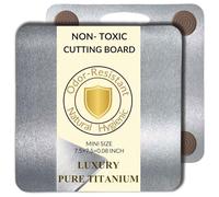 Titanium Small Cutting Boards for Meal Prep, Smooth Edge with Grippy Feet 19x19cm Square