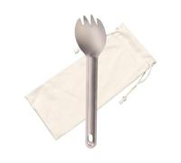 Titanium Spork, 11g Ultralight Long Handle Camping Utensil with Pouch | 159mm Reach, 38mm Spoon-Fork Head, Reusable Design, Drawstring Storage, Backpacking, Hiking, Picnic Use