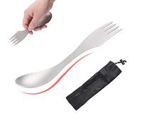 Titanium Spork and Knife, 3 in 1 Cutlery Combo Camping Utensil Portable Utility Flatware for Outdoor Camping Travel Hiking, Eco-Friendly & Reusable, 2 Pack