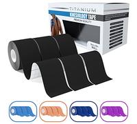 Titanium Sports Kinesiology Tape (3pack) - 5m Roll of Elastic Water Resistant Tape for Support & Muscle Recovery - Quality Sports Tape (Black)