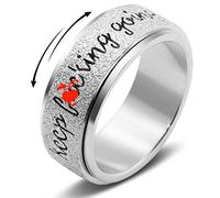 Titanium Stainless Steel Anxiety Ring for Women Men Fidget Spinner Ring, Size 6-12, Width 6MM, 5-Color: Rose Gold-Rainbow-Silver-Black-Blue, 8 UK, Metal, No Gemstone