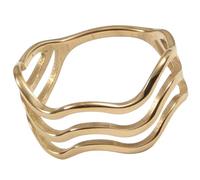 Titanium Steel 18K Gold Plated Triple Curve Layered Ring for Women Stackable Daily Wear Jewelry Gift