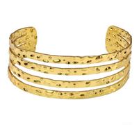 Titanium Steel C-Shape Bracelet 18K Gold Plated Adjustable | Open C-shape design, easy slip-on wear, for trendy silhouette, fits most wrists, modern fashion statement