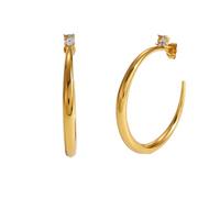 Titanium Steel C-Shape Oval Crystal Hoop Earrings