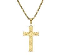 Titanium Steel Celtic Cross Necklace for Men Intricate Openwork Pendant Chain Unique Gothic Jewelry Gift for Him