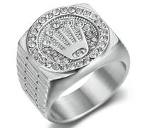 Titanium Steel Crown Triple Bead Men's Ring Hip Hop Club Jewelry Punk Streetwear Gift